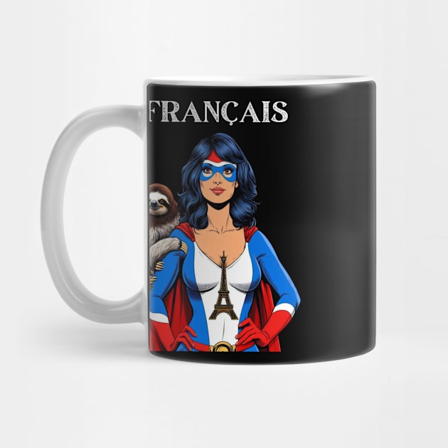 Francais: Female 70's Comic Book Hero with Sloth by Woodpile